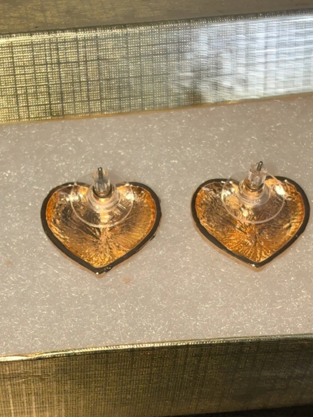Gold Heart Stud Earrings | Textured Heart Earrings | Minimal Statement